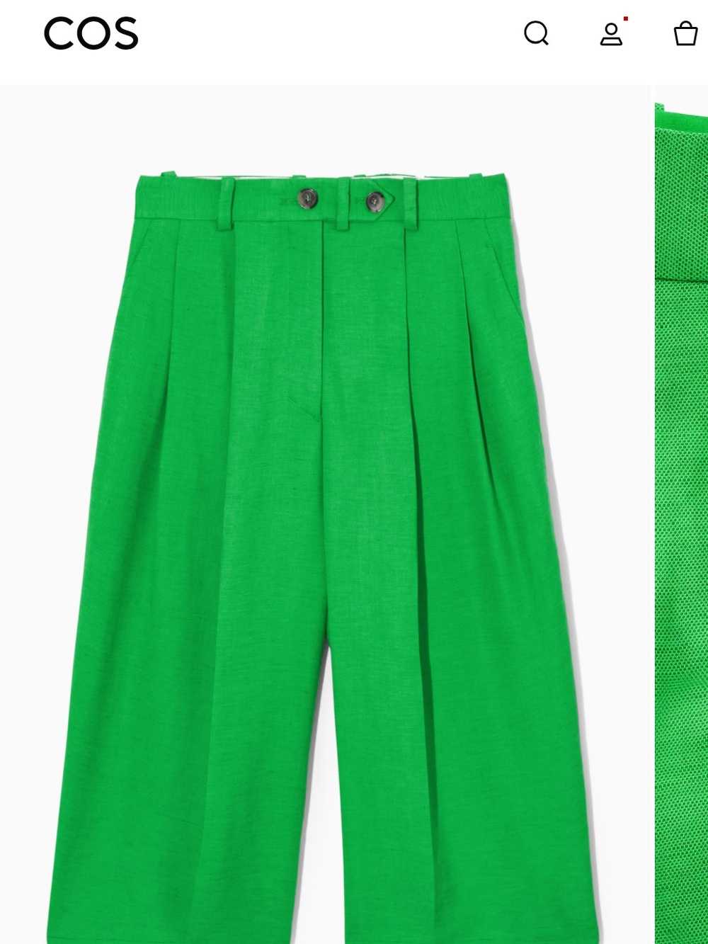 COS Bright Green Linen Bermuda Shorts